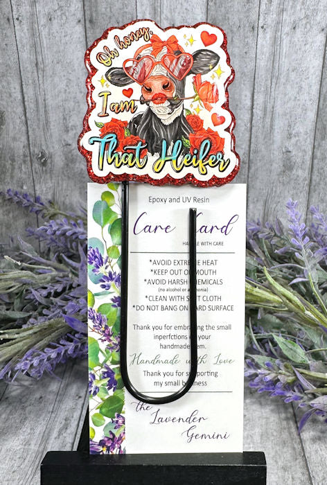 Heifer Quote Jumbo Paper Clip Bookmark