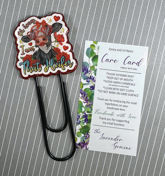 Heifer Quote Jumbo Paper Clip Bookmark