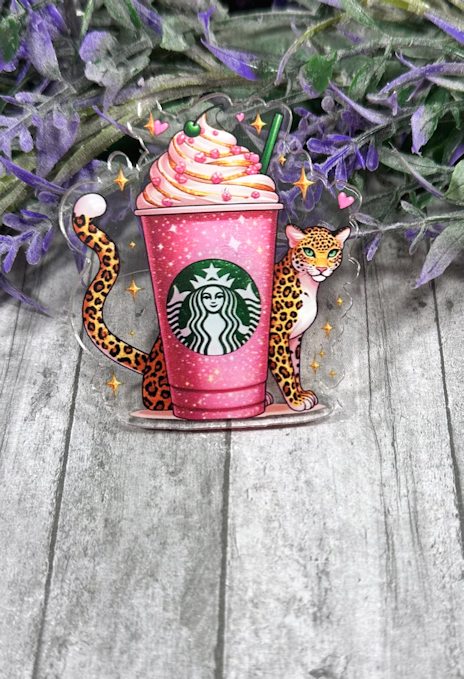 2.5  inch Leopard Starbucks Pink Magnet