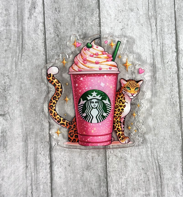 2.5  inch Leopard Starbucks Pink Magnet
