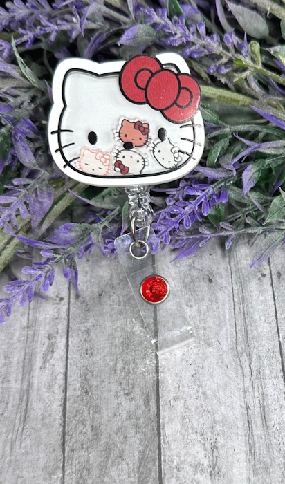 Handmade Hello Kitty Shaker Badge Reel