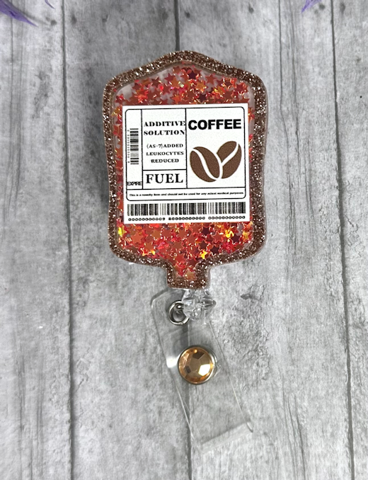Handmade Coffee Lover  Blood Shaker Badge Reel