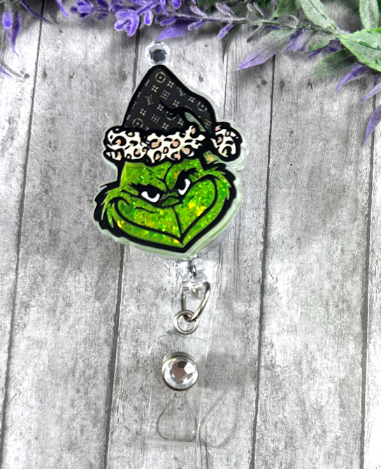 Handmade Grinch Shaker Badge Reel