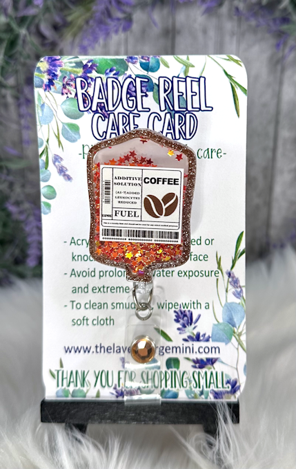 Handmade Coffee Lover  Blood Shaker Badge Reel