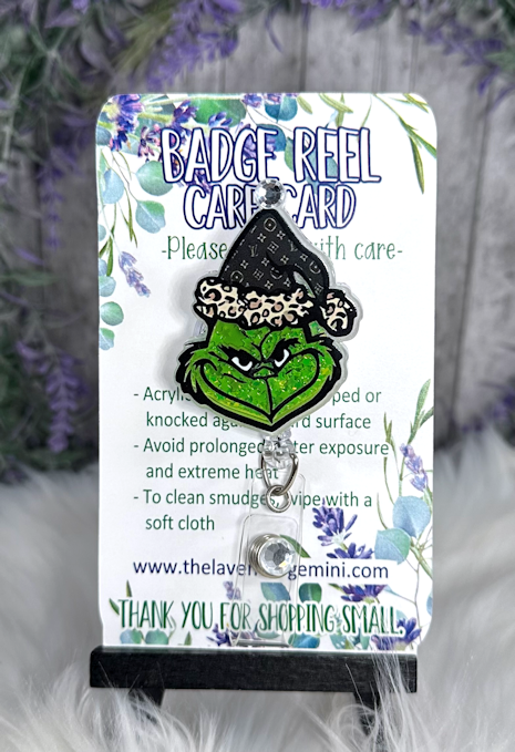Handmade Grinch Shaker Badge Reel