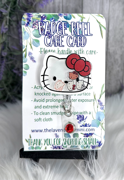 Handmade Hello Kitty Shaker Badge Reel