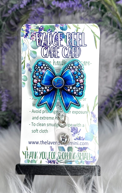 Handmade Detroit Lions Bow Badge Reel 2