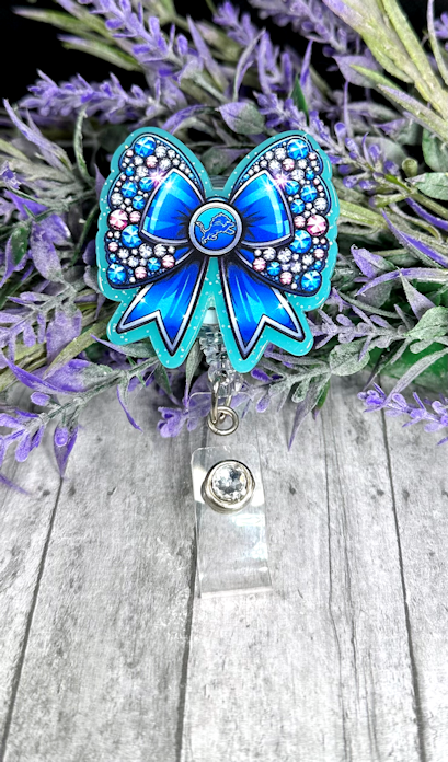 Handmade Detroit Lions Bow Badge Reel 2