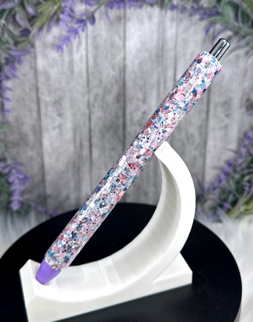 Handmade Lavender Blue and Silver Party Mix glitter pen with free refill