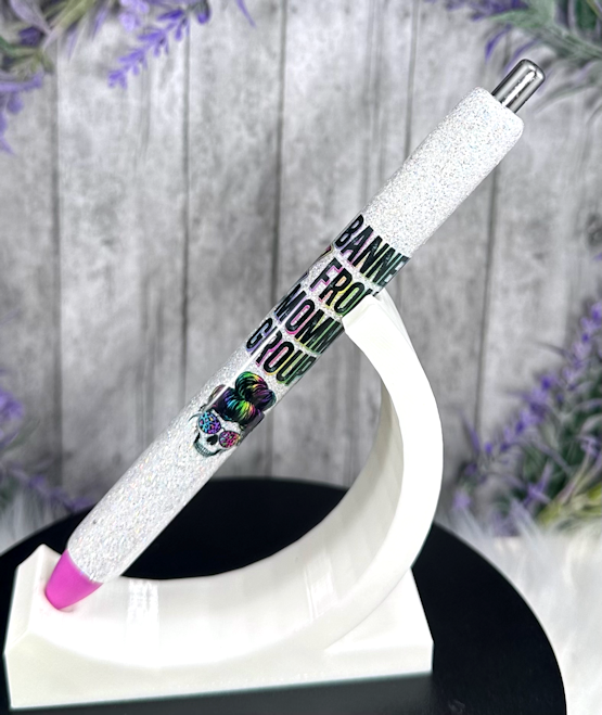 Handmade Naughty Mommy glitter pen with free refill