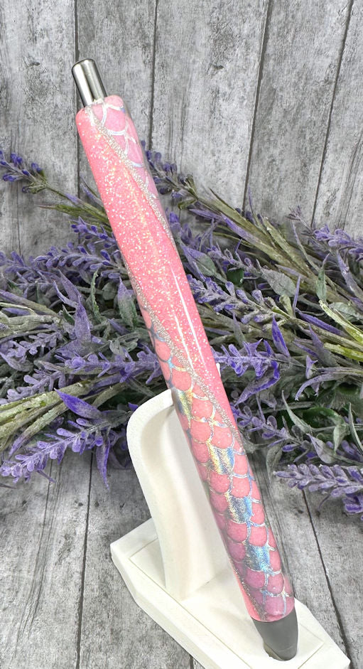 Handmade Pink Mermaid print  Washi Tape glitter pen with free refill