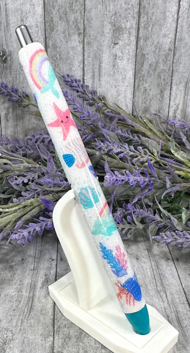 Handmade Wrapped Sea Life Beach glitter pen with free refill