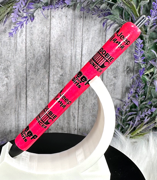 Handmade Hot Pink Jeep Girls glitter pen with free refill