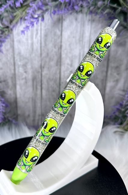 Handmade Aliens glitter pen with free refill