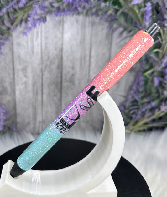 Handmade Ombre CNA glitter pen with free refill