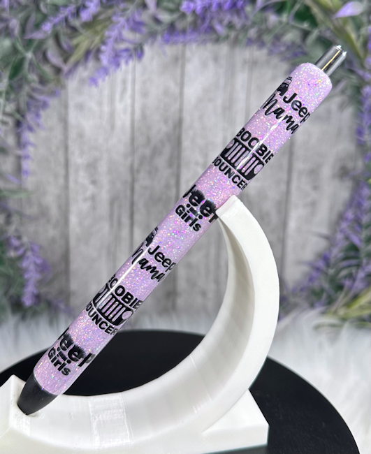 Handmade Purple Jeep Girls glitter pen with free refill