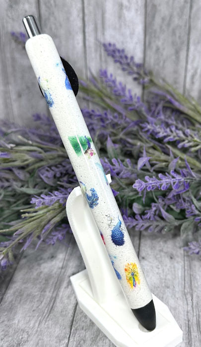 Handmade Aqua Peacock  glitter pen with free refill