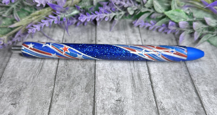 Handmade Patriotic stars and stripes glitter pen with free refill 4