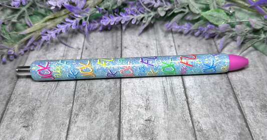 Handmade Rainbow Bad Words glitter pen with free refill