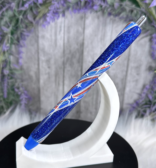 Handmade Patriotic stars and stripes glitter pen with free refill 4