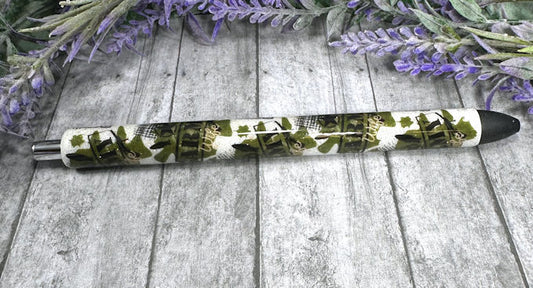 Handmade Army Wife wrapped glitter pen with free refill