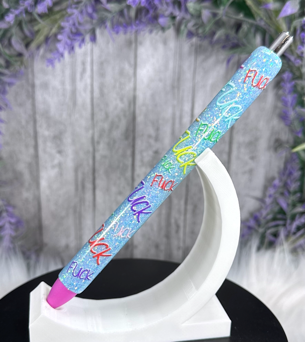 Handmade Rainbow Bad Words glitter pen with free refill