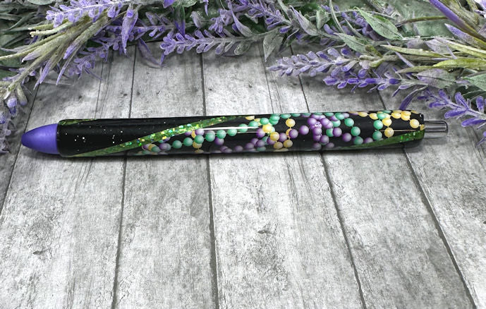 Handmade Mardi Gras Beads Washi Tape glitter pen with free refill