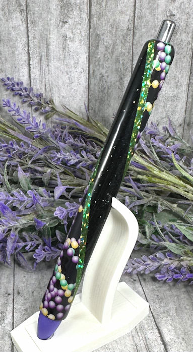 Handmade Mardi Gras Beads Washi Tape glitter pen with free refill