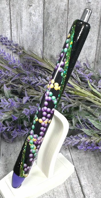 Handmade Mardi Gras Beads Washi Tape glitter pen with free refill