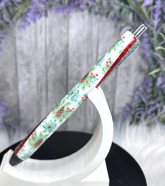 Handmade Christmas Pine Cones glitter pen with free refill
