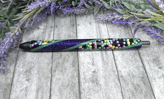 Handmade Mardi Gras Beads Washi Tape glitter pen with free refill 2