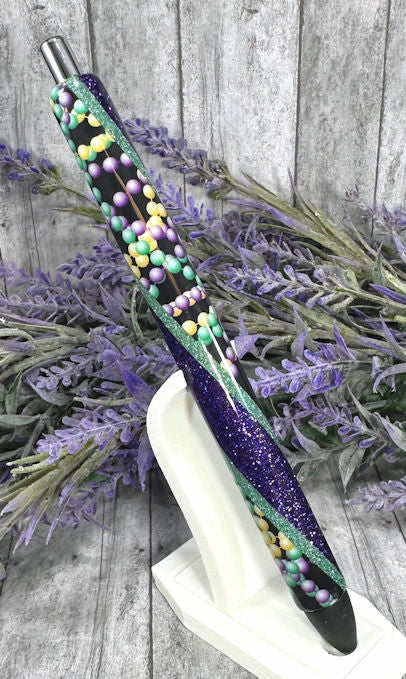 Handmade Mardi Gras Beads Washi Tape glitter pen with free refill 2