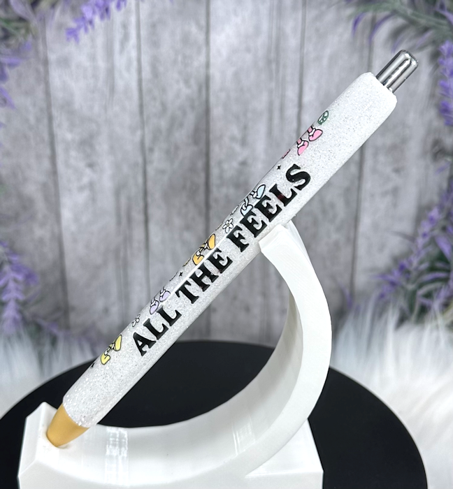 Handmade Feel the feels glitter pen with free refill