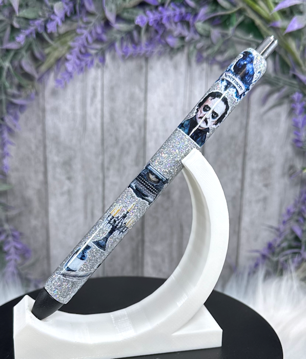 Handmade Edgar Allan Poe glitter pen with free refill