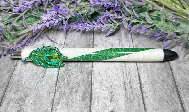 Handmade peacock feather glitter pen with free refill