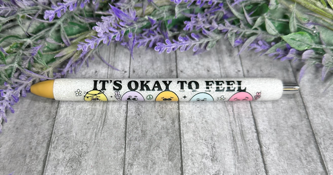 Handmade Feel the feels glitter pen with free refill