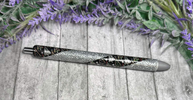 Handmade Silver Christmas glitter pen with free refill