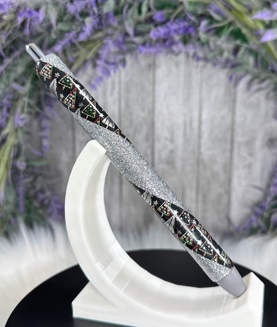 Handmade Silver Christmas glitter pen with free refill