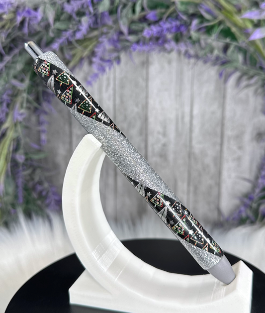 Handmade Silver Christmas glitter pen with free refill