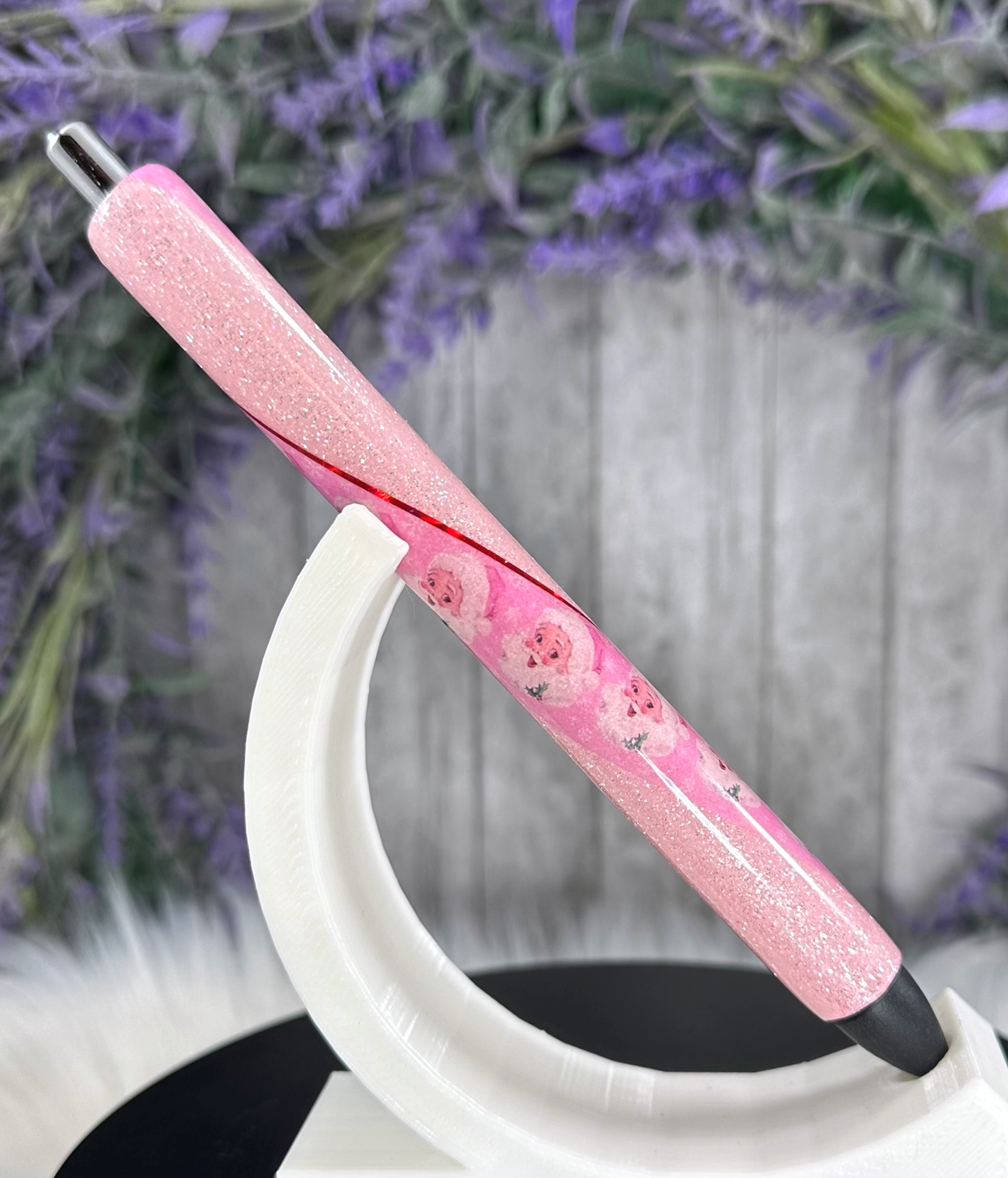 Handmade Christmas Pink Santas glitter pen with free refill 3
