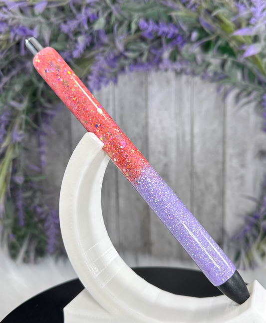 Handmade Hot Pink and Purple Ombre glitter pen with free refill