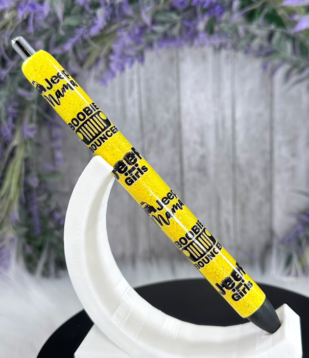 Handmade Yellow Sparkle Jeep Girls glitter pen with free refill
