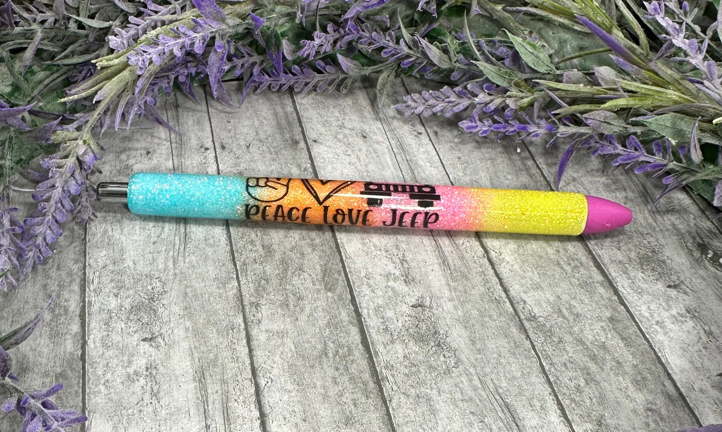 Custom Order Handmade Jeep glitter pen with free refill