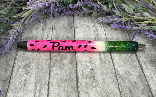 Custom Order Handmade Watermelon Pen Glitter Pen with free refill