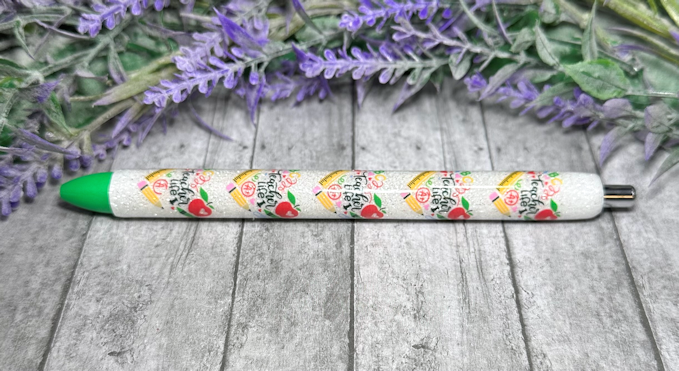 Handmade Teacher Appreciation glitter pen with free refill