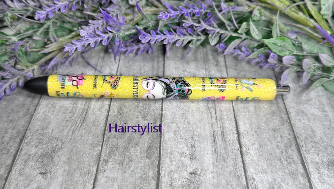 Handmade Hairstylist Appreciation glitter pen with free refill