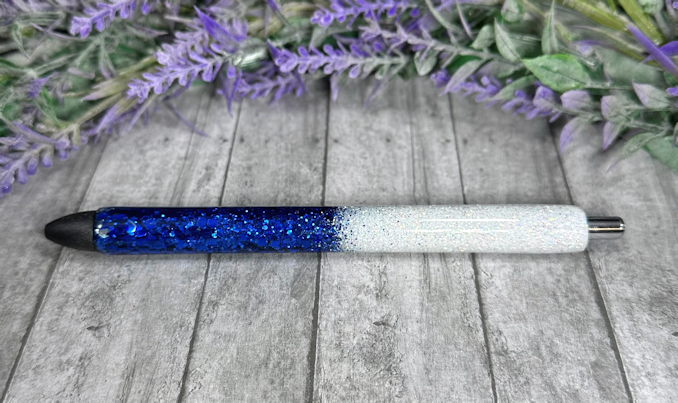 Handmade Navy Blue Ombre glitter pen with free refill