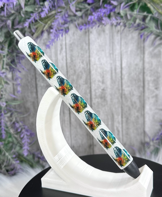 Handmade Bigfoot Sasquatch Portrait  glitter pen with free refill