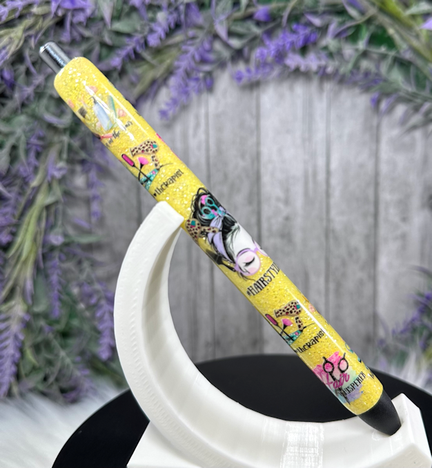 Handmade Hairstylist Appreciation glitter pen with free refill