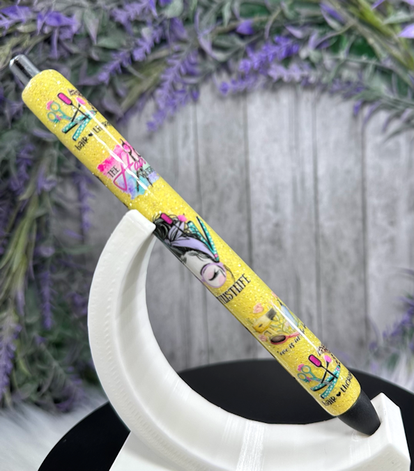 Handmade Hairstylist Appreciation glitter pen with free refill